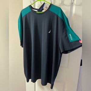 Nautica navy blue and Teal NavTech Short Sleeve Shirt